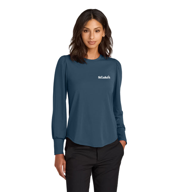 Mercer+Mettle Women's Stretch Jersey Long Sleeve Blouson Top