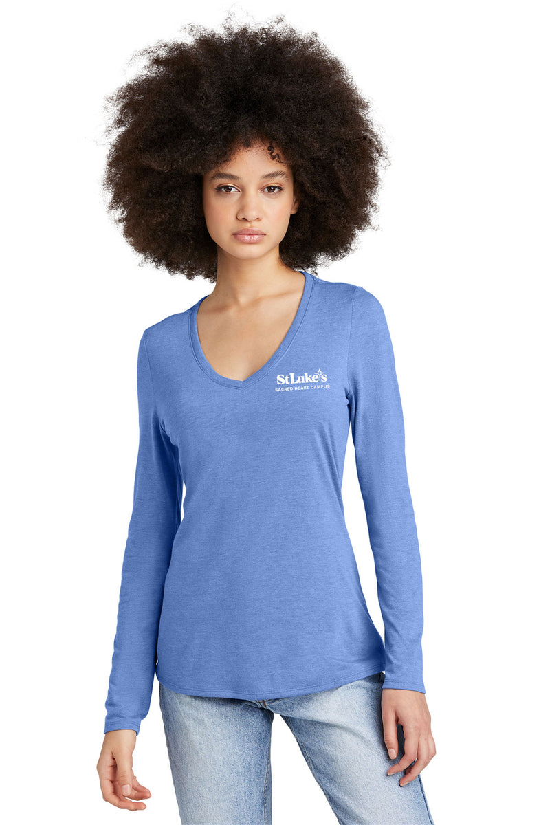 District Women’s Perfect Tri Long Sleeve V-Neck Tee - DT135 - SLA