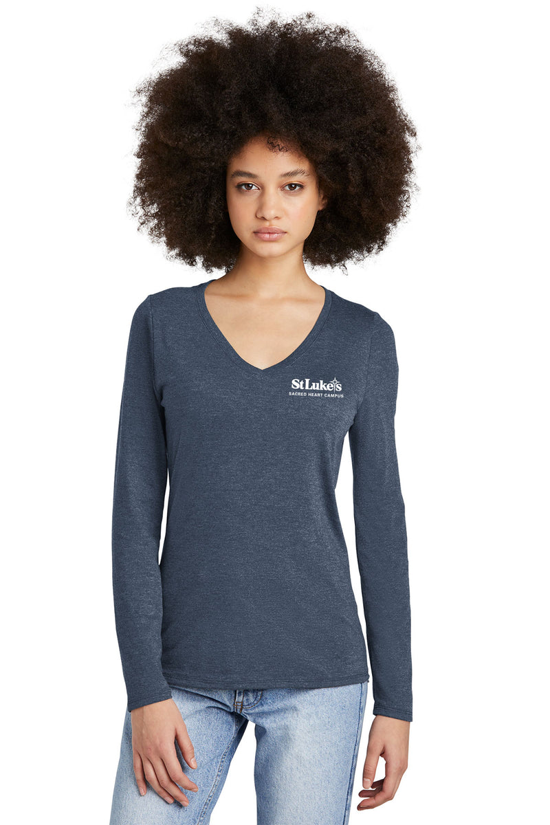 District Women’s Perfect Tri Long Sleeve V-Neck Tee - DT135 - SLA