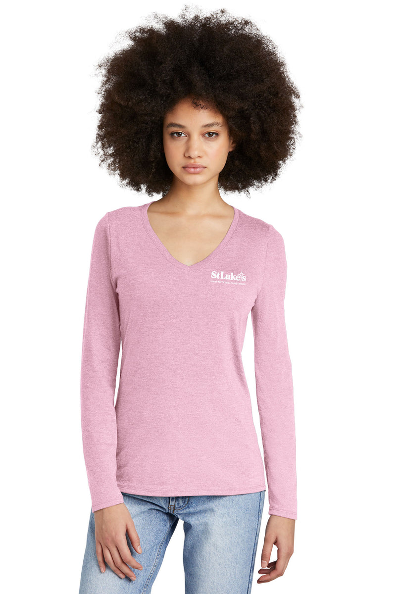 District Women’s Perfect Tri Long Sleeve V-Neck Tee - DT135 - SLA