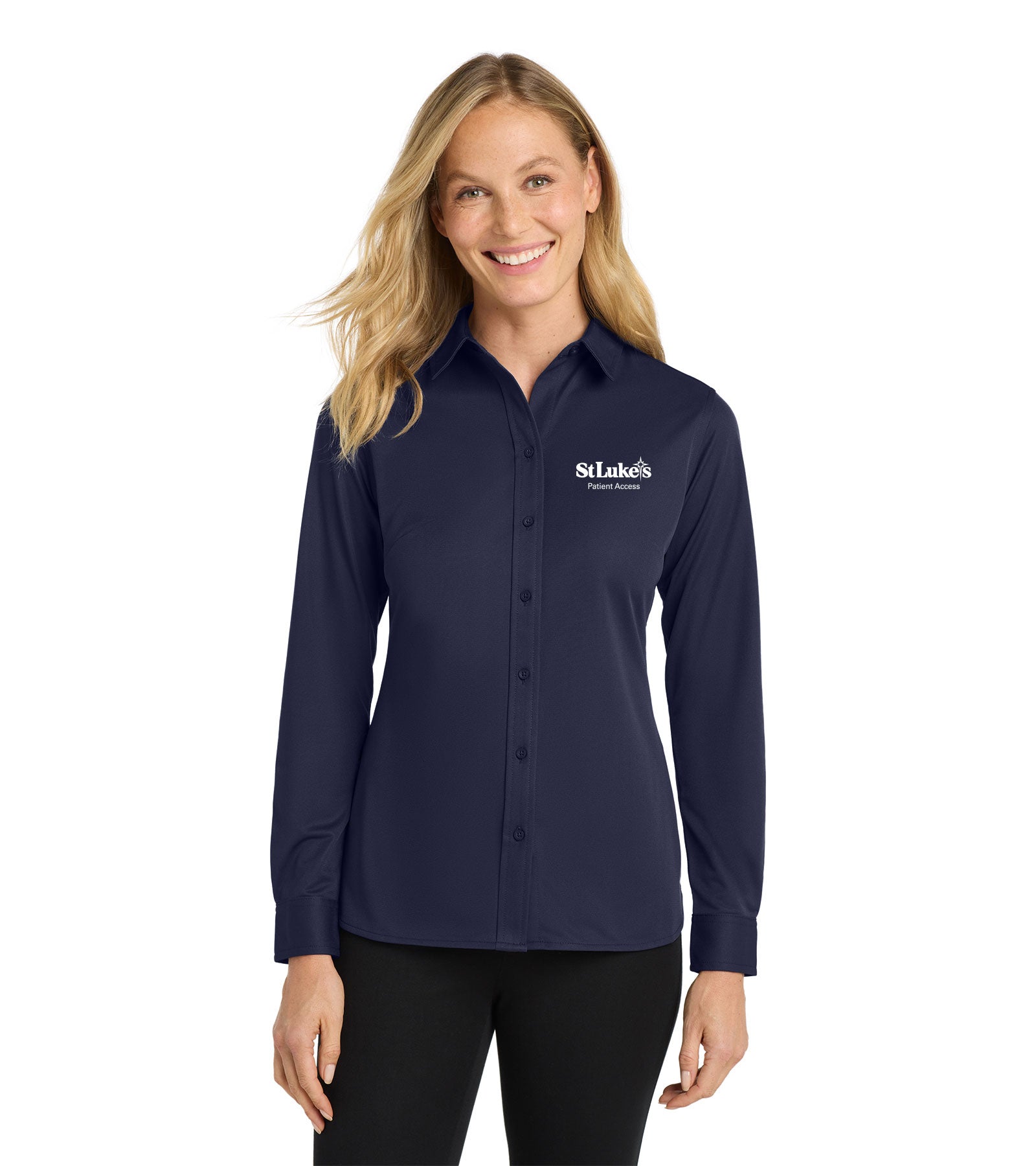 port authority dress shirts Port Authority LW816 Women's Long Sleeve Nailhead Easy Care Shirt - Deep Black