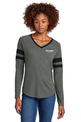 Sport-Tek® Women's Halftime Stripe Long Sleeve V-Neck Tee - LST6043 - Access Center