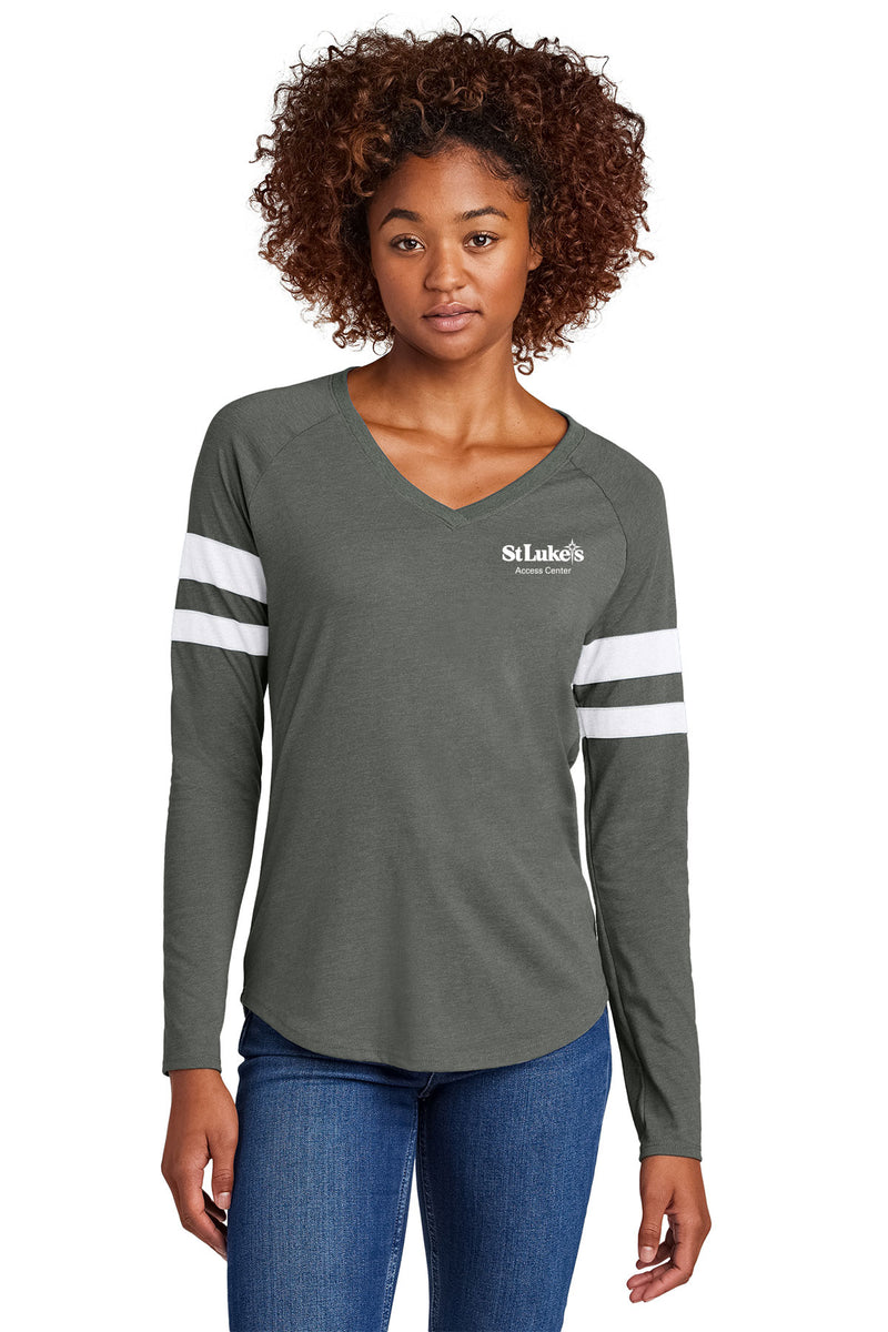 Sport-Tek® Women's Halftime Stripe Long Sleeve V-Neck Tee - LST6043 - Access Center