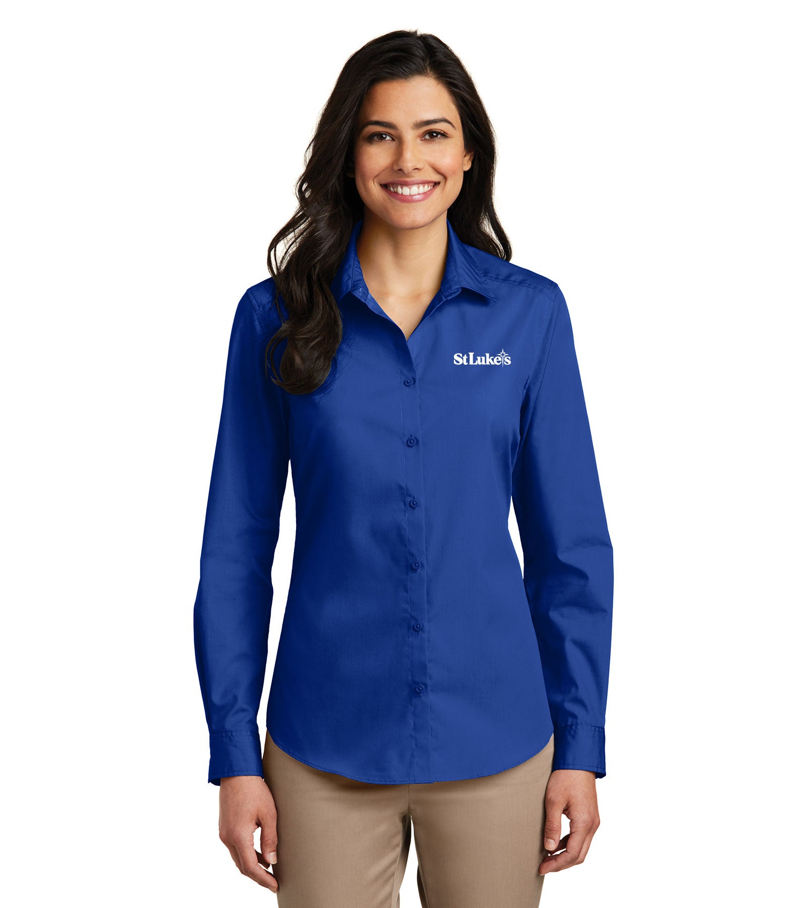 Port Authority Ladies Long Sleeve Carefree Poplin Shirt - LW100 | St. Luke's University Health Network Port Authority Ladies Long Sleeve Carefree Poplin Shirt - LW100 | St. Luke's University Health Network