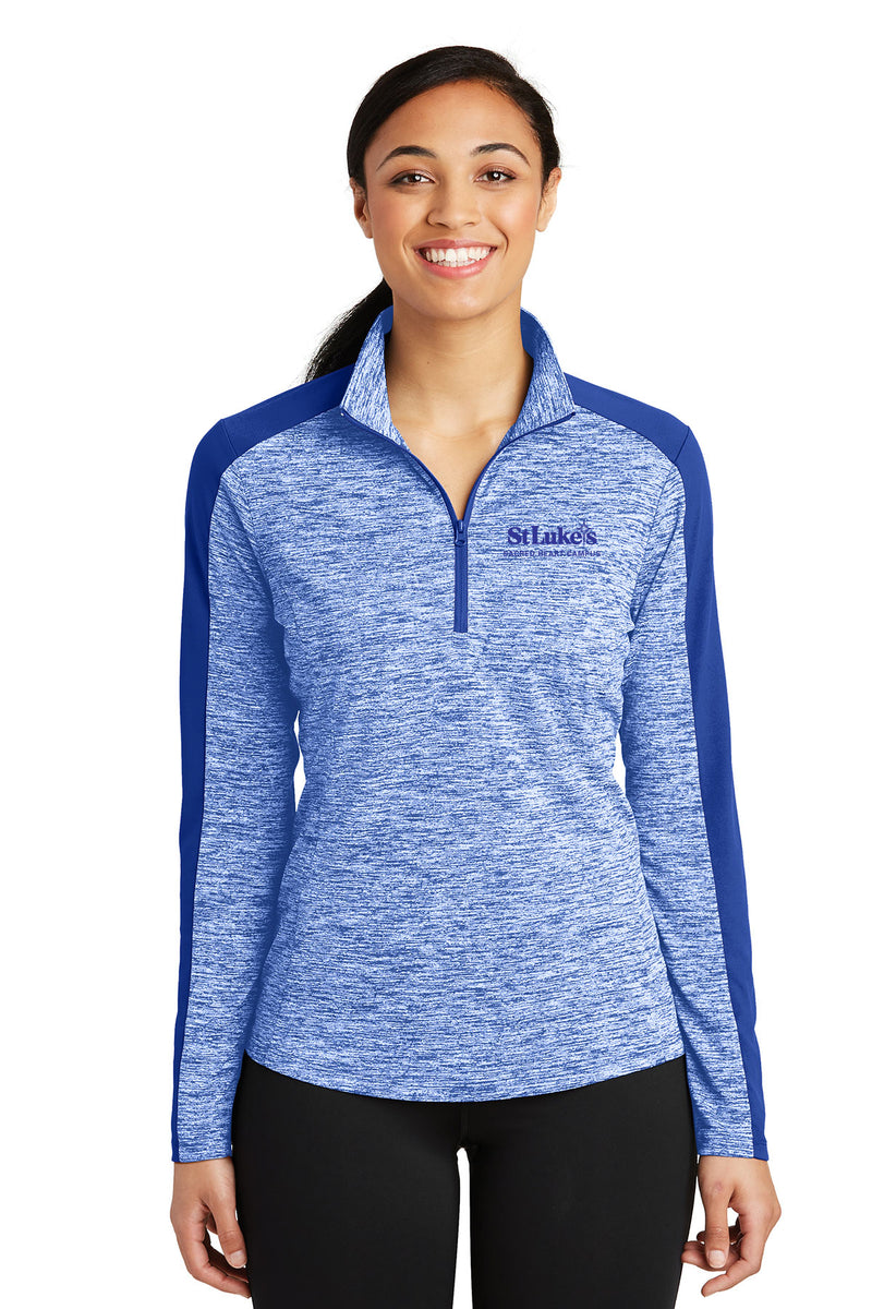 Sport-Tek Women's PosiCharge Electric Heather Colorblock 1/4-Zip Pullover - LST397 - SLA