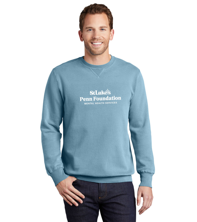 Men's Port & Company Beach Wash Garment-Dyed Crewneck Sweatshirt - PC098- Penn