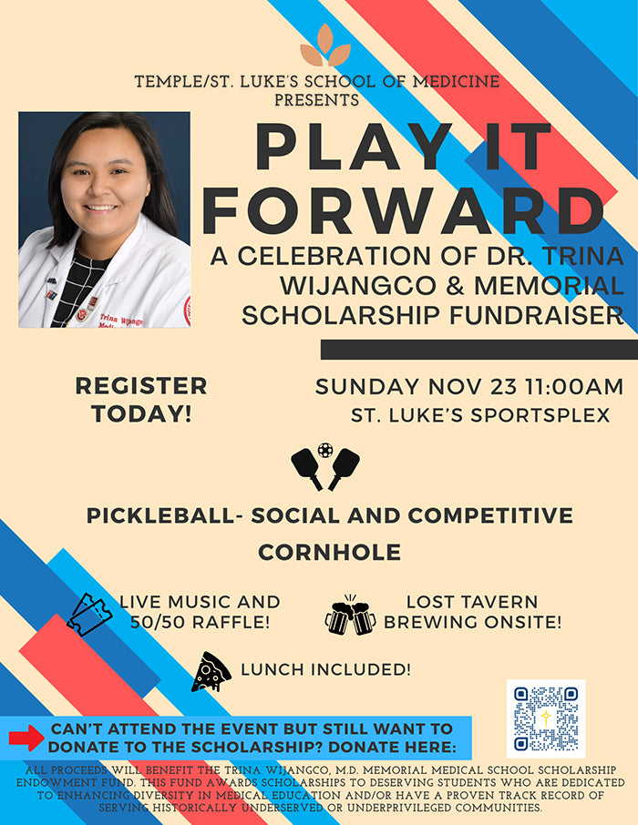 Trina Wijangco, MD, Memorial Scholarship Pickleball Fundraising Tournament