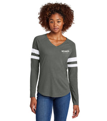 Sport-Tek® Women's Halftime Stripe Long Sleeve V-Neck Tee - LST6043 - Specialty